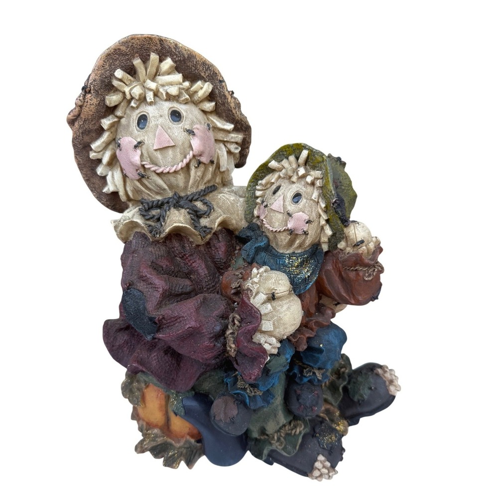 Vintage Hand Painted Scarecrow Mother & Child Fall Decorative Style